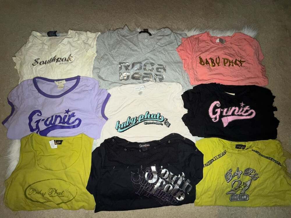 2004 Vintage Y2K Baby Phat Southpole Rocawear G-Unit T-Shirt Lot Bundle of 9